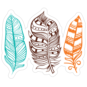 3 Colorful Feathers Sticker