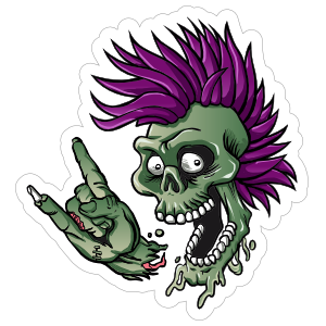 Punk Rock Cartoon Skull Sticker