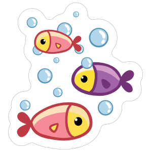 Tiny Fish and Bubbles Sticker