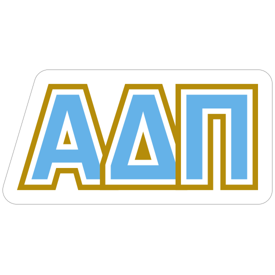 Alpha Delta Pi Blue and Gold Letters Sticker