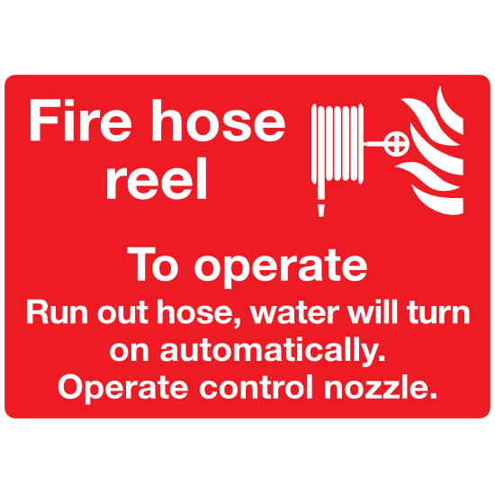 Fire Hose Reel Operation Instructions 2 Sign Sticker