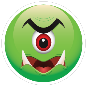 Cute One Eyed Green Monster Emoji Sticker