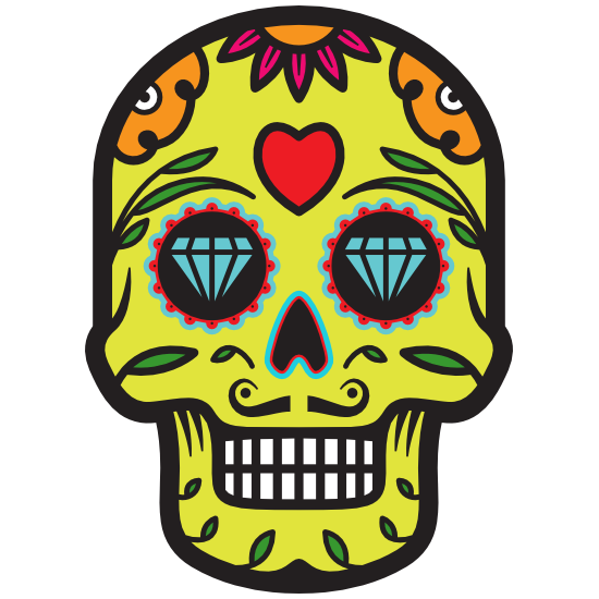 Diamond Eyes Day of the Dead Skull Sticker