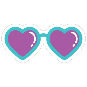 Heart Glasses with Purple Lenses Hippie Sticker