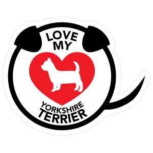 I Love My Yorkshire Terrier Puppy Heart Circle With Tail Sticke