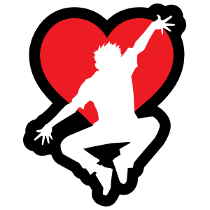 Jumping Dancer with Heart Sticker
