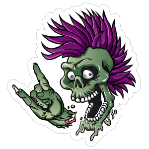 Punk Rock Cartoon Skull Sticker