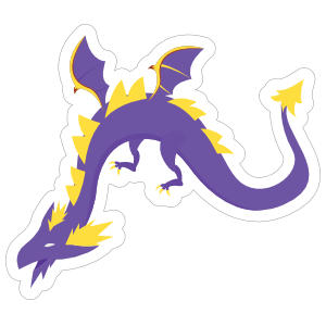 Purple and Yellow Wyvern Dragon Sticker