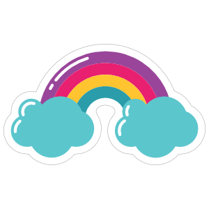 Rainbow and Clouds Hippie Sticker