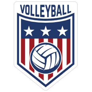 Red White and Blue Volleyball Badge Sticker