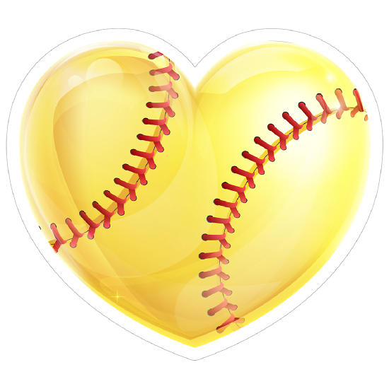 Shiny Yellow Heart Softball Sticker