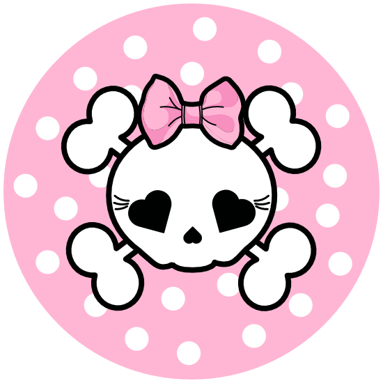 Skull With Bow And Polka Dots Sticker