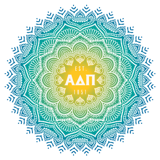 Yellow and Blue Alpha Delta Pi Mandala Sticker