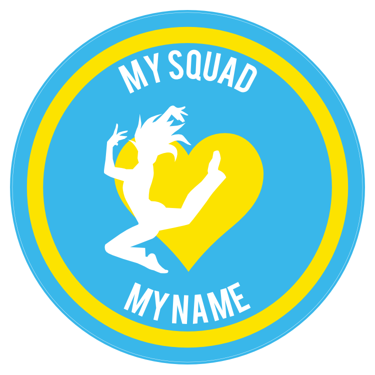 Custom Side Jumping Dancer with Heart Circle Sticker