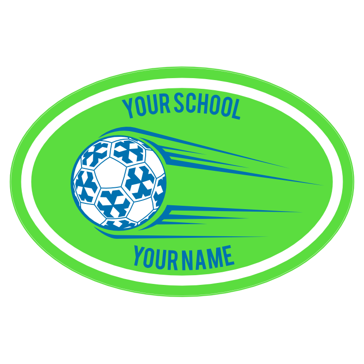 Custom Soccer Ball Going Up Oval Sticker