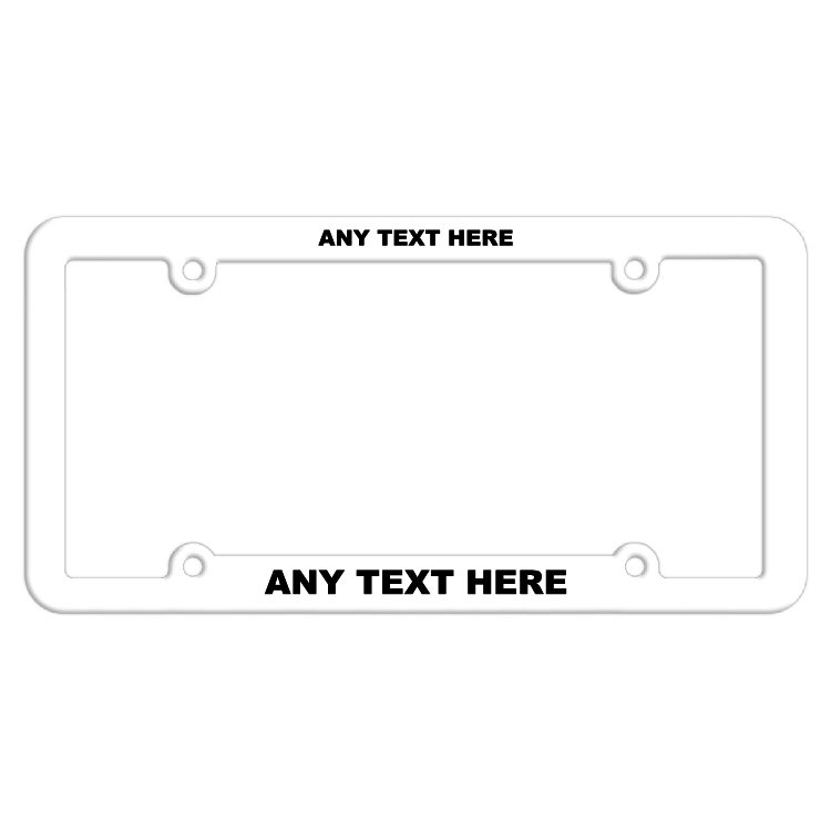 Thin Top-Medium Base Custom Raised Letters White Plastic Frame