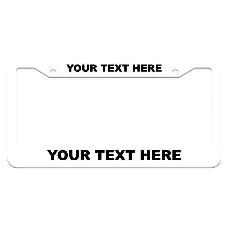 Customizable Thick Top-Thick Bottom White License Plate Frame