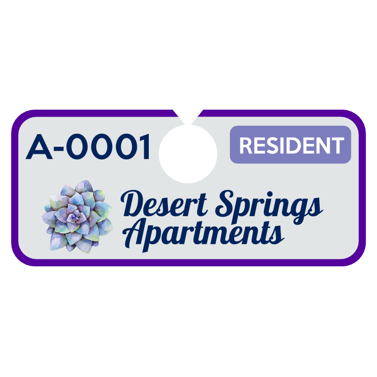 Horizontal Apartment Hang Tag Parking Permit