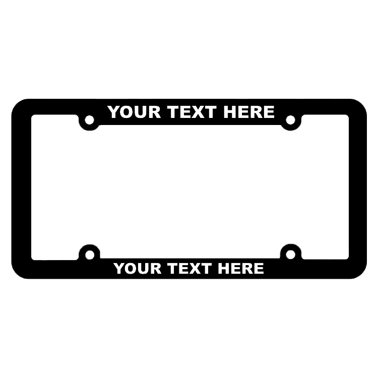 Customizable Inverted Thin Top-Medium Bottom Black License Plate Frame