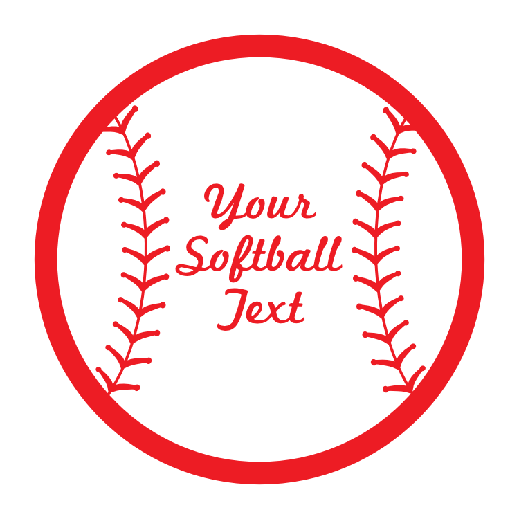 Custom Softball magnet with Seams and Text