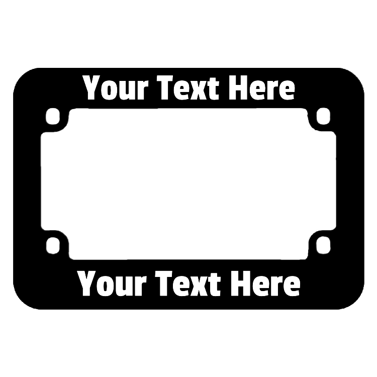 Custom Black Plastic Motorcycle License Plate Frame with Raised Letter