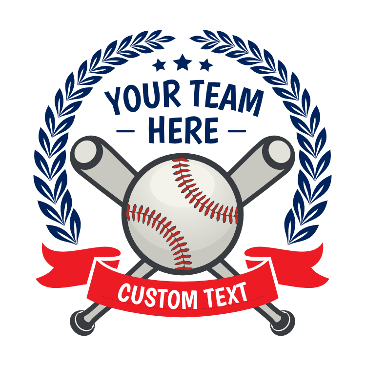 Custom Baseball Emblem with Leaves and Text