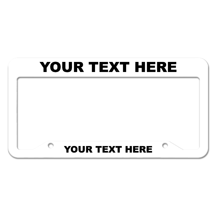 Customizable Inverted Thick Top-Thick Bottom White License Plate Frame