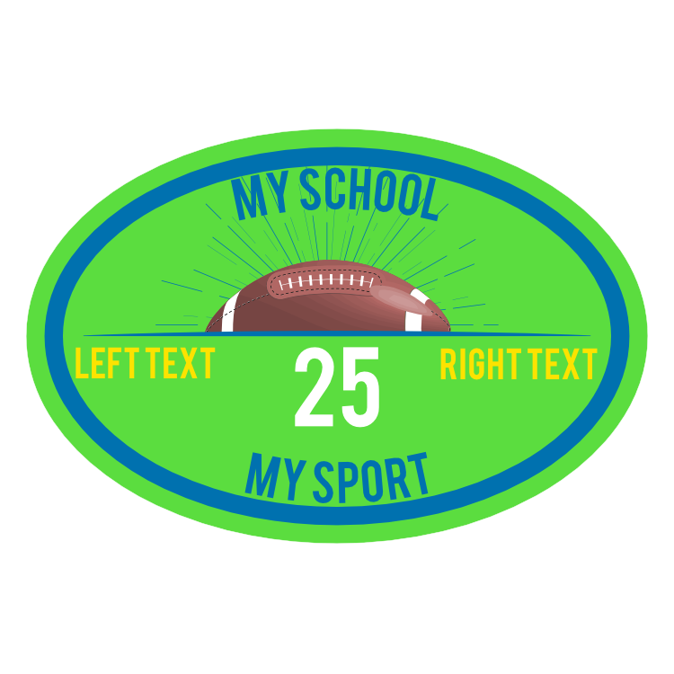 Custom Oval Football with Burst Team Sticker