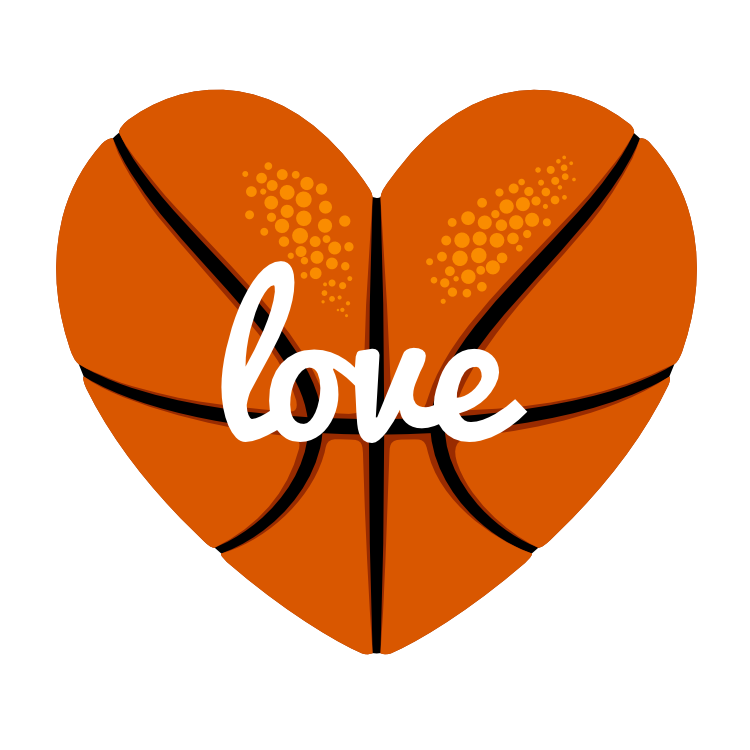 Custom Heart-Love Basketball Text Sticker