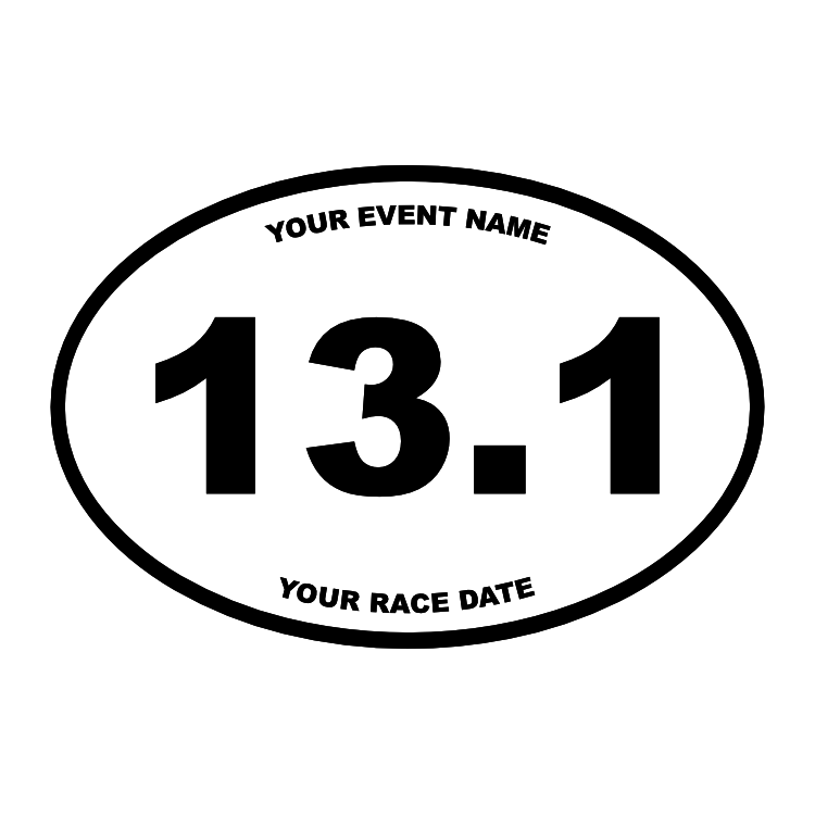 Custom Half Marathon Oval Sticker with Your Text