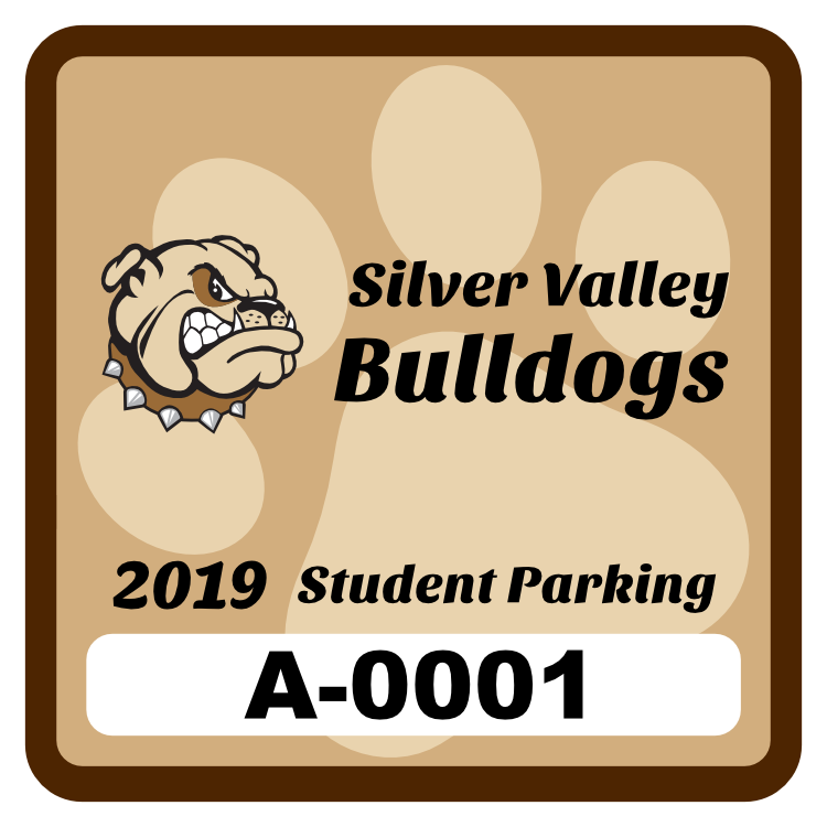 Paw Print Square School Parking Permit Sticker