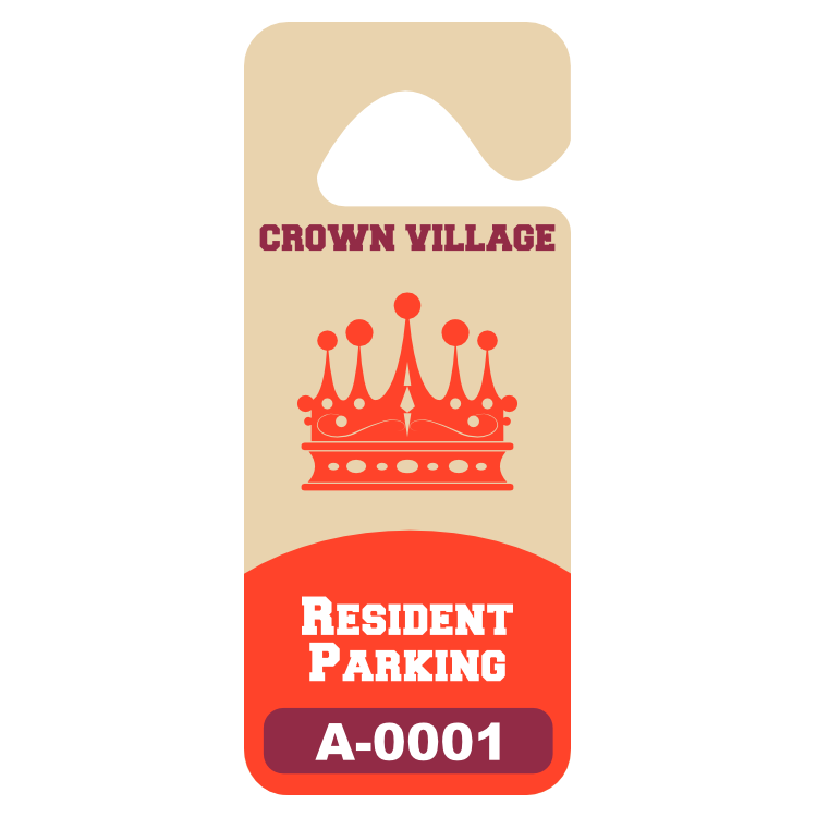 Tall Rectangular Apartment Hang Tag Parking Permit