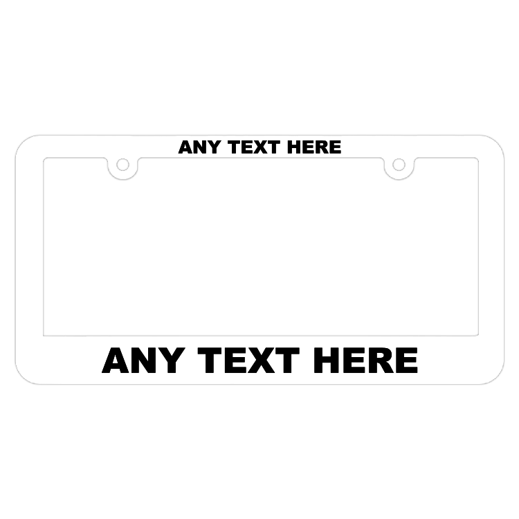 Customizable Thin Top-Thick Bottom White License Plate Frame