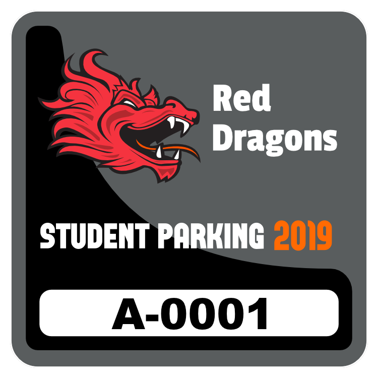 Curved Two Color Square School Parking Permit Sticker