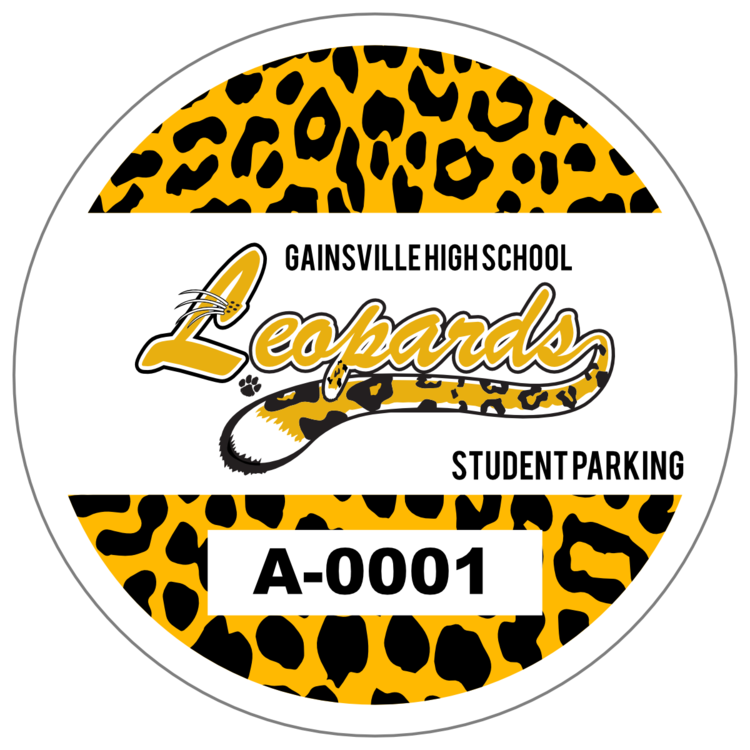 Cat Spot Pattern Circle School Parking Permit Sticker