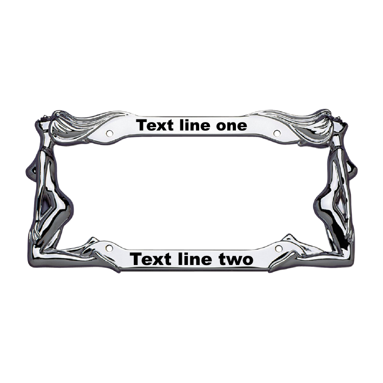 Twin Naked Ladies Chrome License Plate Frame
