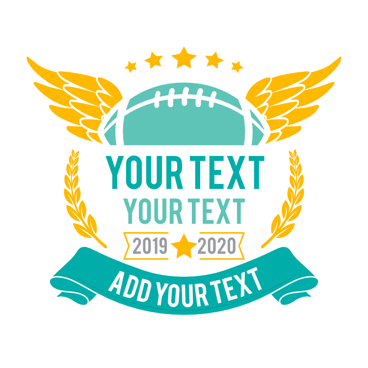 Custom Football Sticker with Wings and Your Text