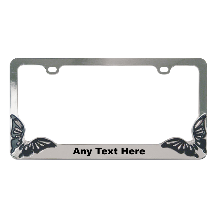 CUSTOM PERSONALIZED WHITE TEXT customized black License Plate Frame Metal