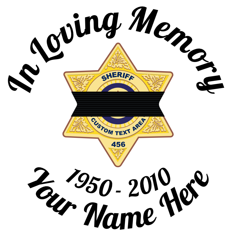 In Loving Memory Sticker with Black Band on Sheriff Badge