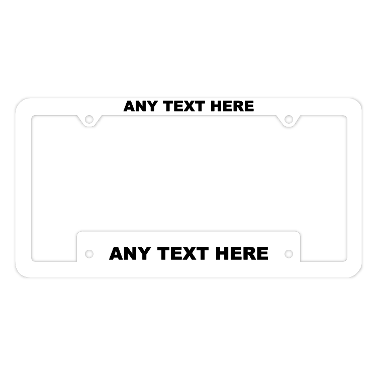 Customizable Thin Top-Wide Bottom White License Plate Frame