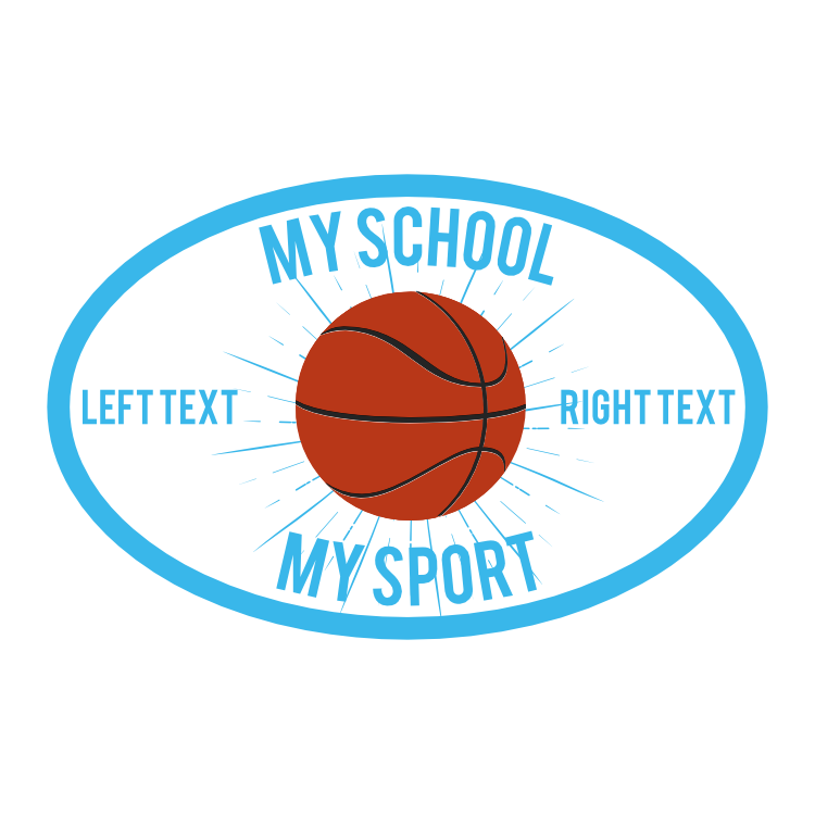 Custom Printed Burst Full Basketball Oval Sticker