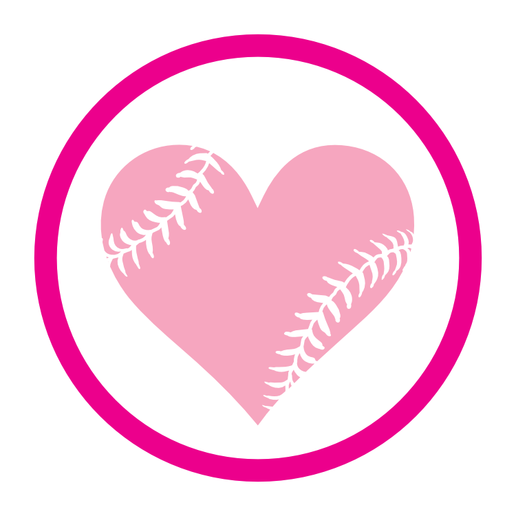 Custom Circle Softball Magnet with Seams in a Heart