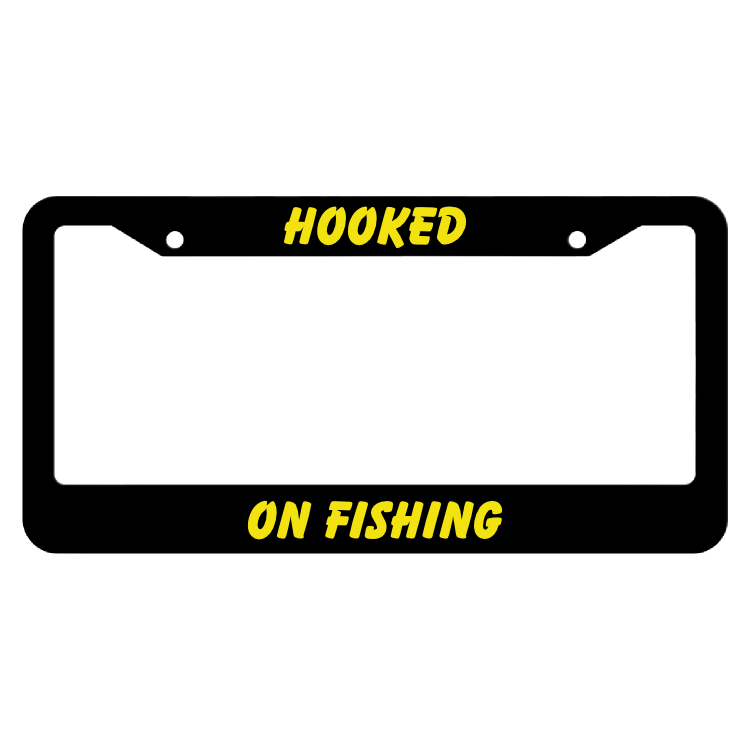 Hooked On Fishing License Plate Frame