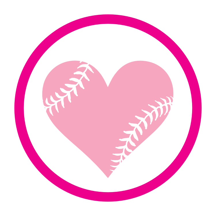 Custom Circle Baseball Sticker with Seams in a Heart