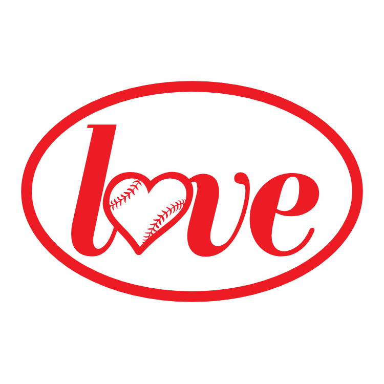 Custom Love Baseball or Softball Oval Sticker