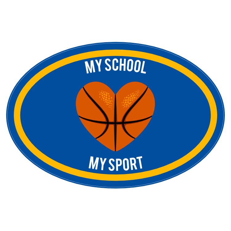 Custom Printed Basketball Heart Oval Sticker
