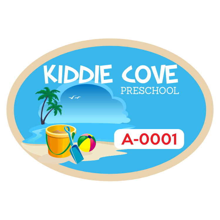 Beach Themed School Oval Parking Permit Sticker