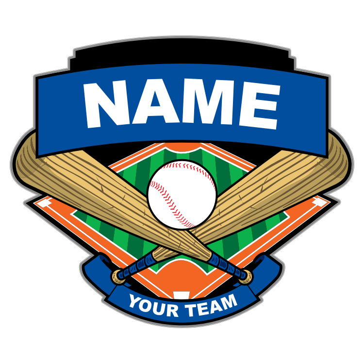 Blue Baseball Bats Ball & Diamond Sticker