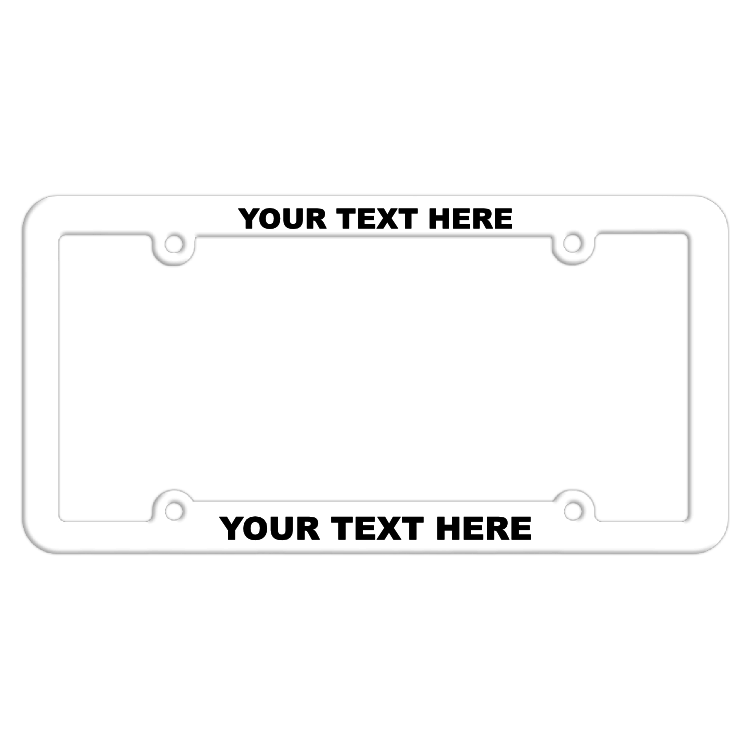 Customizable Thin Top-Medium Bottom White License Plate Frame