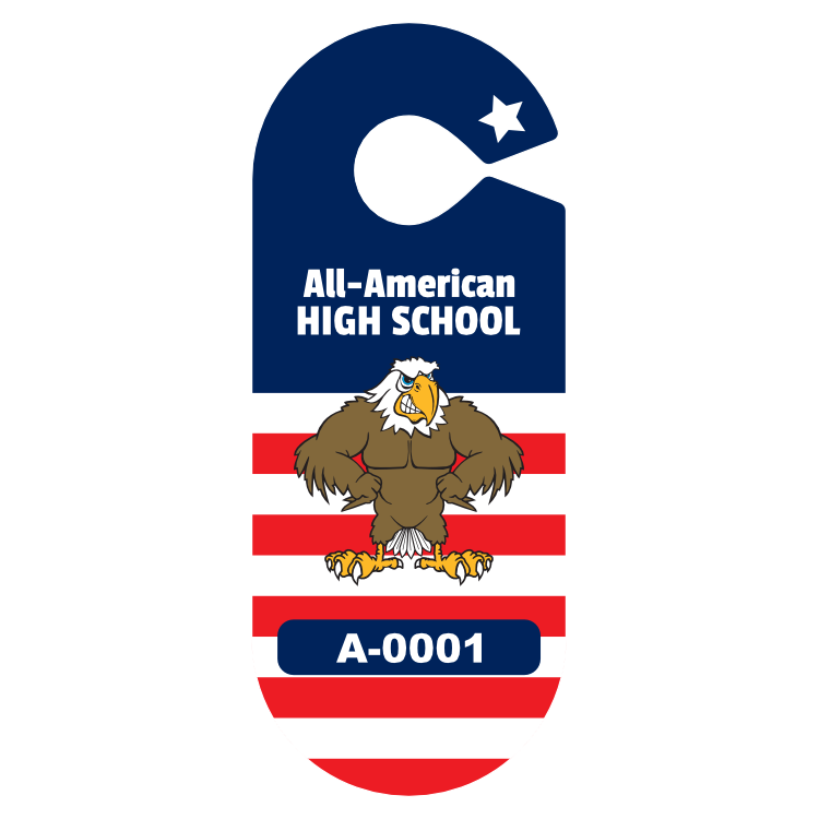 All American Oval School Hang Tag Parking Permit